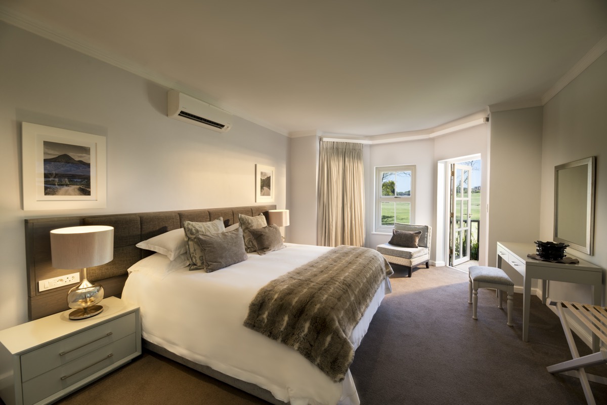 A bedroom suite at Fancourt overlooking the fairways