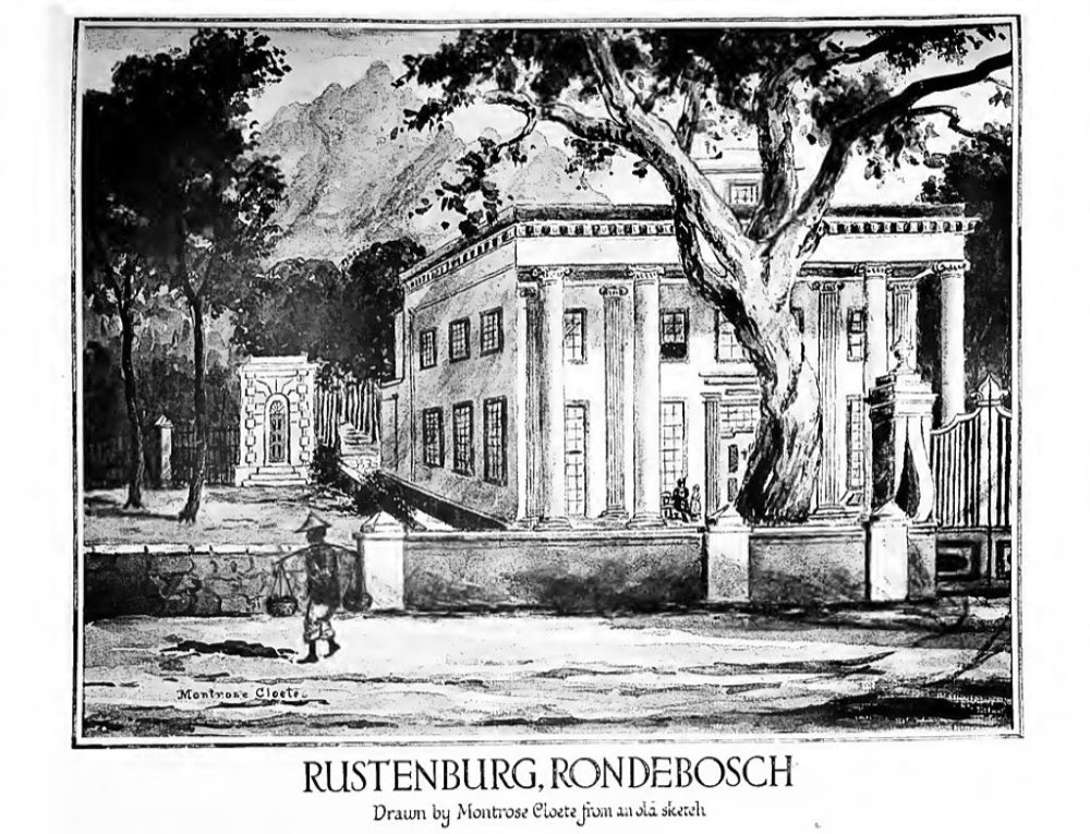 A heritage drawing of Rustenburg House in Rondebosch, after which the schools are named