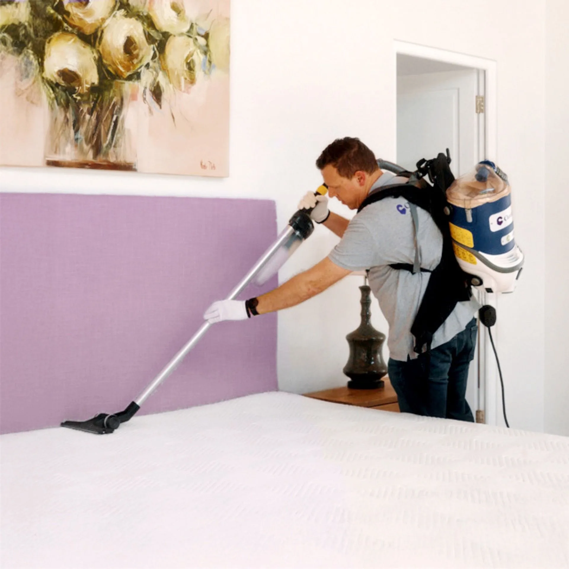 CleanMyBed HEPA extraction in action