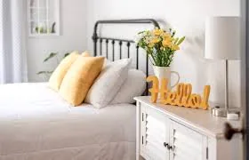 A bright, restful bedroom at home
